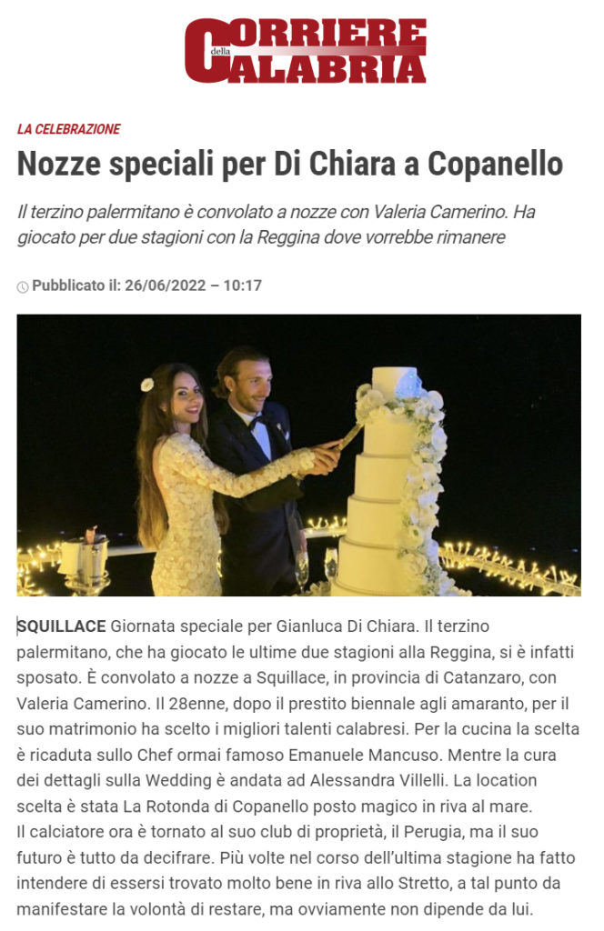 Gianluca Di Chiara e Valeria Camerino Wedding - Corriere della Calabria